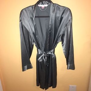 Victoria's Secret Satin Robe in Charcoal